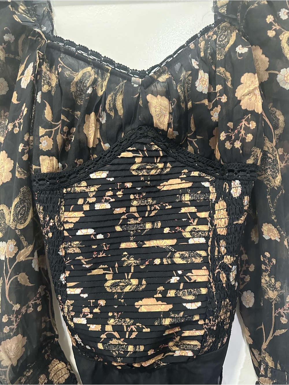 Free People Brunch Floral Print Date Bodysuit Sz XS Bohemian Chic - Picture 8 of 13